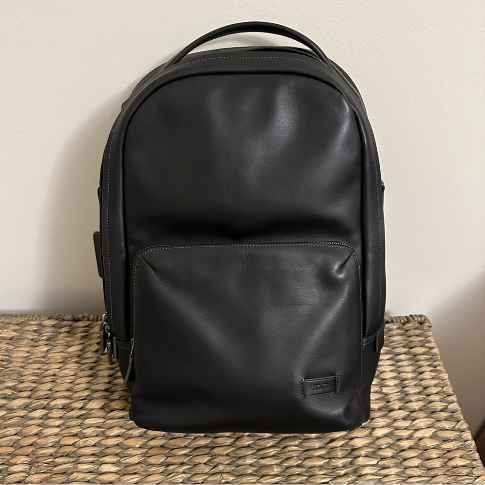 Men’s Tumi Black Leather Harrison Backpack - Excellent Condition